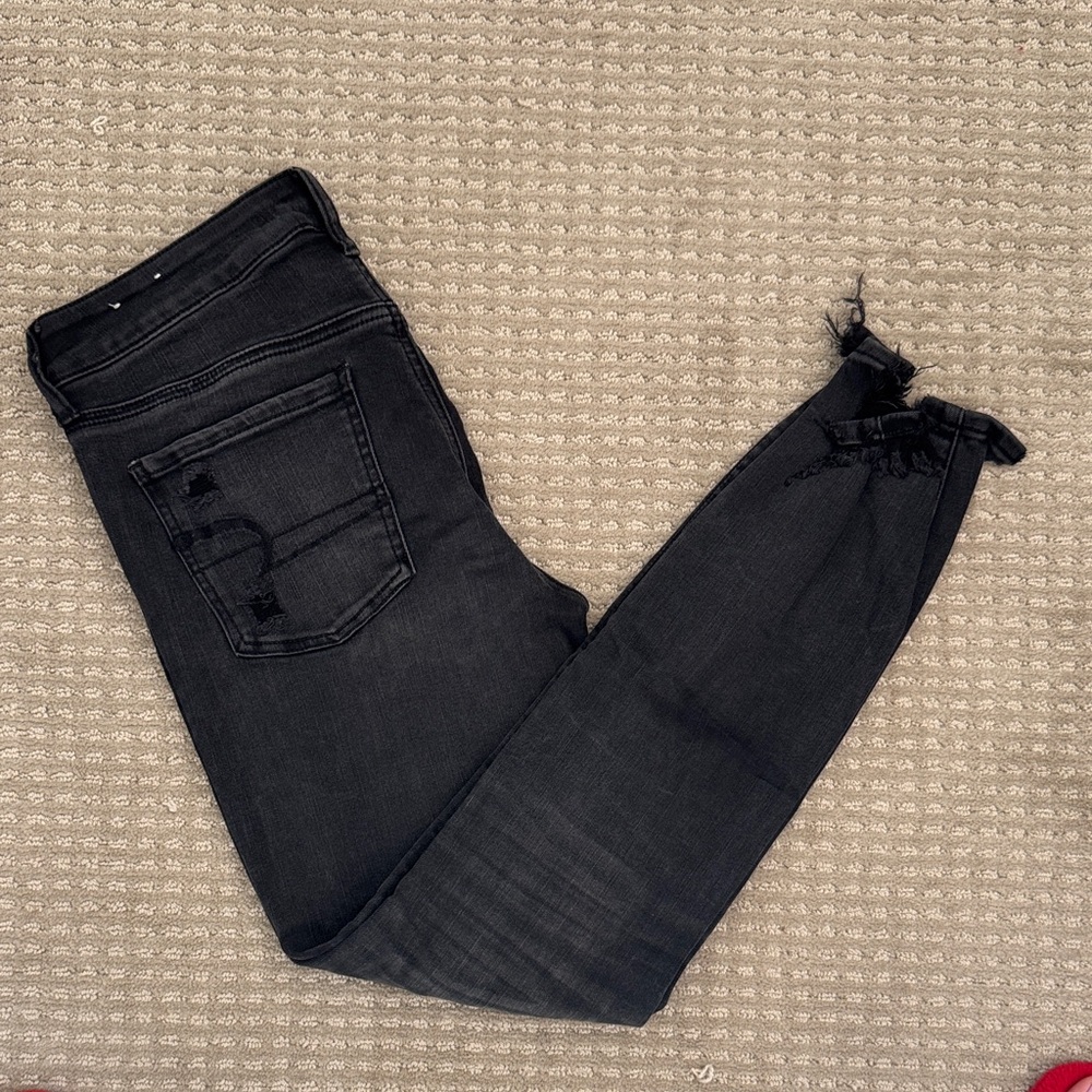 American Eagle Outfitters Black Distressed Jeggings